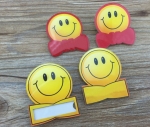 acrylic insertable reusable name badge smiling face